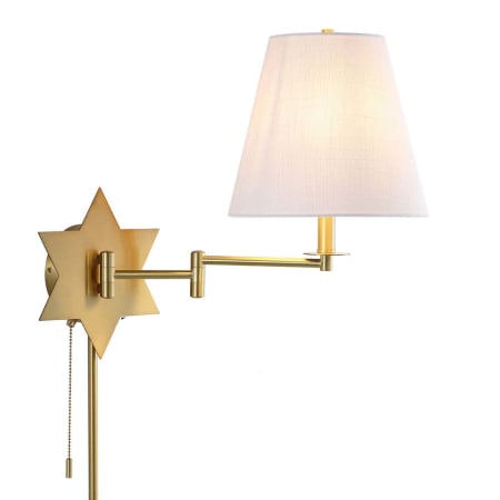 JONATHAN Y Lighting David 17" Tall LED Hardwired or Plug-In Wall Sconce Brass Gold