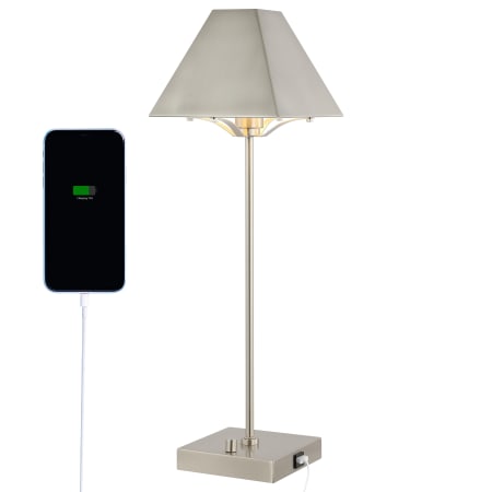 JONATHAN Y Lighting Ruthen 25" Tall LED Accent Table Lamp With USB Charging Port Nickel
