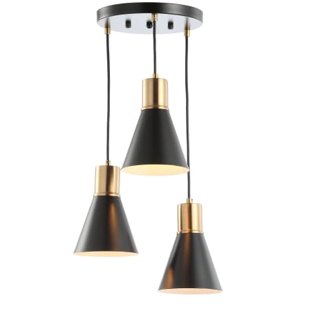 JONATHAN Y Lighting Apollo 3 Light 15" Wide LED Multi Light Pendant Black / Brass Gold