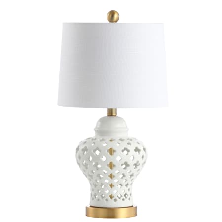 JONATHAN Y Lighting Quatrefoil Fretwork 21" Tall LED Table Lamp White