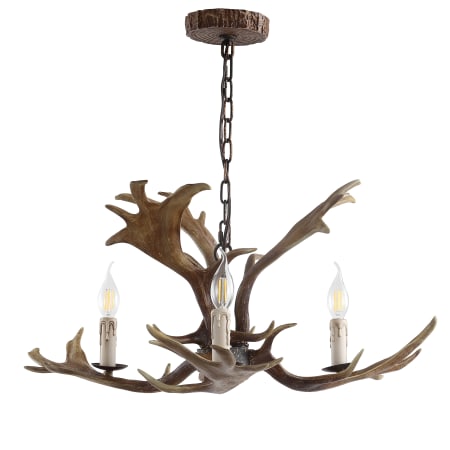 JONATHAN Y Lighting Eldora 3 Light 27" Wide LED Antler Chandelier Brown