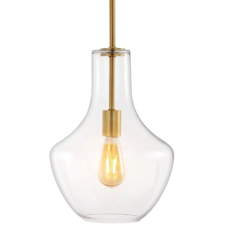 JONATHAN Y Lighting Watts 11" Wide LED Pendant Brass Gold / Clear