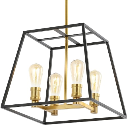 JONATHAN Y Lighting Lloyd 4 Light 15" Wide LED Pendant Black / Brass Gold