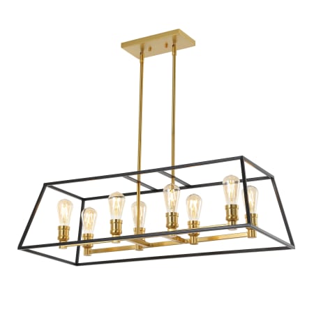 JONATHAN Y Lighting Liane 8 Light 35" Wide LED Linear Chandelier Black / Brass Gold