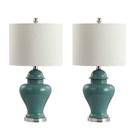 JONATHAN Y Lighting Qin 22" Tall LED Table Lamp - Set of 2 Green