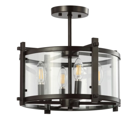 JONATHAN Y Lighting Hampdon 4 Light 15" Wide LED Semi-Flush Ceiling Fixture Oil Rubbed Bronze / Clear