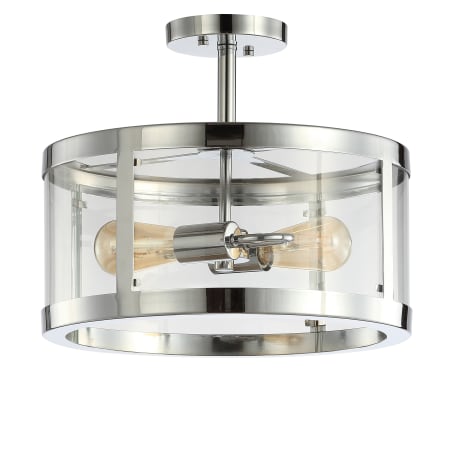 JONATHAN Y Lighting Herndon 2 Light 15" Wide LED Semi-Flush Ceiling Fixture Chrome / Clear