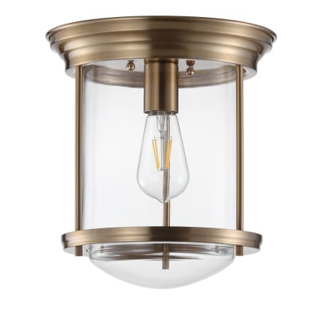 JONATHAN Y Lighting Single Light 10" Wide LED Flush Mount Ceiling Fixture Aged Brass