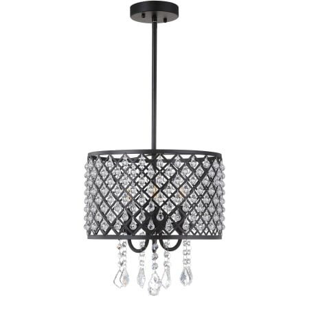 JONATHAN Y Lighting 3 Light 13" Wide LED Drum Chandelier with Crystal Accents Black / Clear