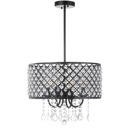 JONATHAN Y Lighting 4 Light 17" Wide LED Drum Chandelier with Crystal Accents Black / Clear