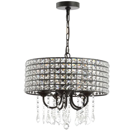 JONATHAN Y Lighting 5 Light 17" Wide LED Crystal Drum Chandelier Black / Gold