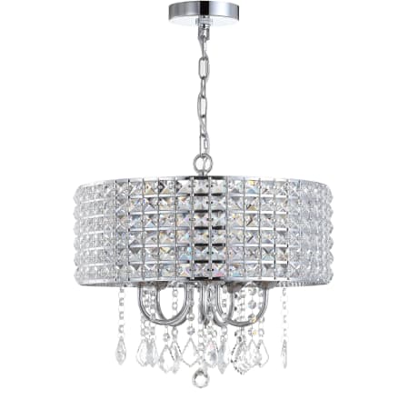 JONATHAN Y Lighting 5 Light 17" Wide LED Drum Chandelier with Clear Crystal Shade Chrome