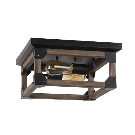 JONATHAN Y Lighting Cheshire 2 Light 13" Wide LED Flush Mount Ceiling Fixture Brown / Black