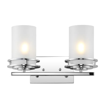 JONATHAN Y Lighting Fairfax 2 Light 14" Wide LED Bathroom Vanity Light Chrome