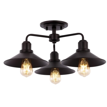 JONATHAN Y Lighting Calvin 3 Light 19" Wide LED Semi-Flush Ceiling Fixture with Metal Shades Oil Rubbed Bronze