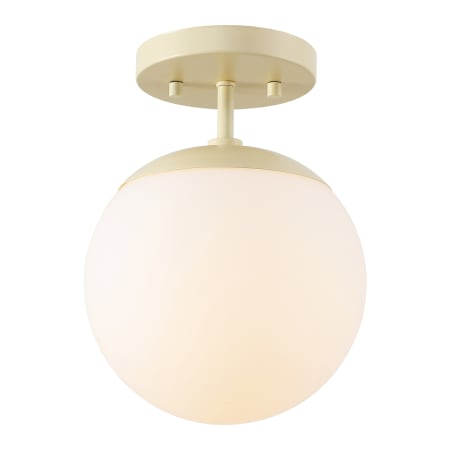 JONATHAN Y Lighting Marcel Bistro 8" Wide LED Semi-Flush Globe Ceiling Fixture Beige / White