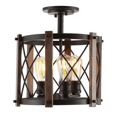 JONATHAN Y Lighting Ferme 3 Light 14" Wide LED Semi-Flush Ceiling Fixture Oil Rubbed Bronze / Brown