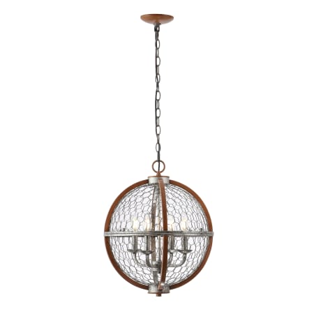 JONATHAN Y Lighting Gaines 4 Light 16" Wide LED Pendant Silver / Brown