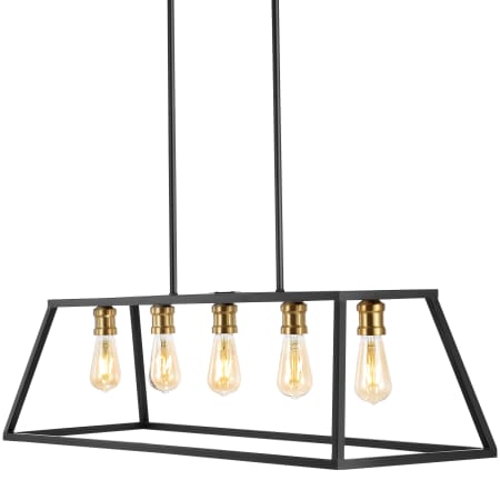 JONATHAN Y Lighting Floyd 5 Light 38" Wide LED Linear Chandelier Black
