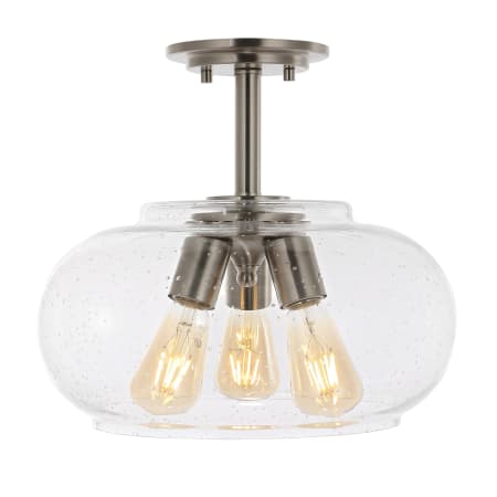 JONATHAN Y Lighting Lina 3 Light 14" Wide LED Semi-Flush Ceiling Fixture Nickel