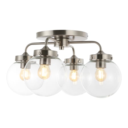 JONATHAN Y Lighting Piper 4 Light 18" Wide LED Flush Mount Ceiling Fixture Nickel