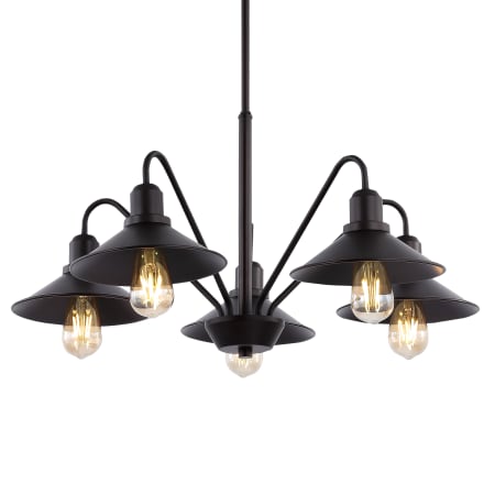 JONATHAN Y Lighting Cole 5 Light 27" Wide LED Chandelier with Metal Shades Oil Rubbed Bronze