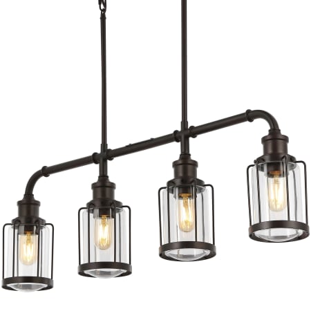 JONATHAN Y Lighting Abbott 4 Light 34" Wide LED Linear Pendant Oil Rubbed Bronze / Clear