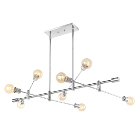 JONATHAN Y Lighting Ikon 8 Light 63" Wide LED Abstract Multi Light Pendant Chrome