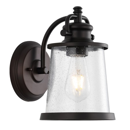 JONATHAN Y Lighting Marais 10" Tall LED Wall Sconce with Seedy Glass Shade Oil Rubbed Bronze