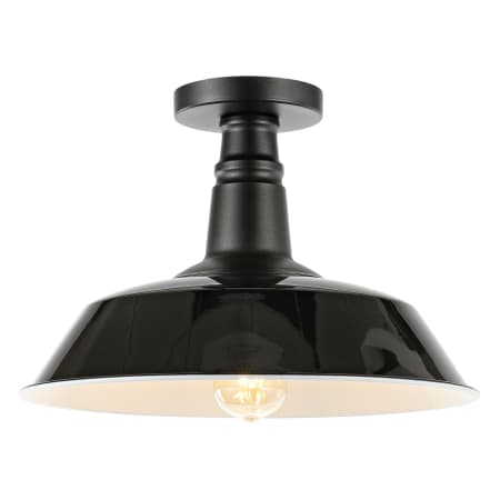 JONATHAN Y Lighting Camila 14" Wide Indoor/Outdoor LED Semi-Flush Ceiling Fixture Black