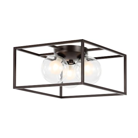 JONATHAN Y Lighting Kyle 3 Light 14" Wide LED Flush Mount Square Ceiling Fixture Oil Rubbed Bronze