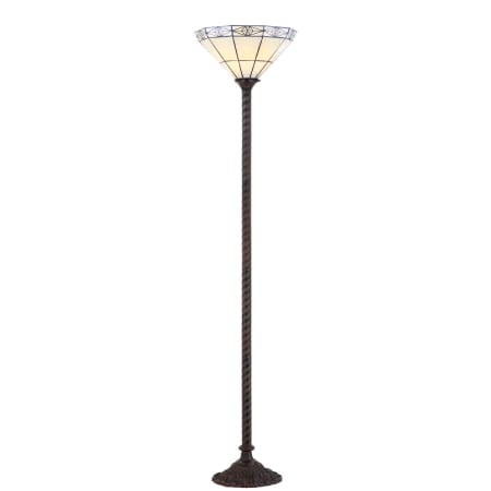 JONATHAN Y Lighting Moore Single Light 68-9/16" Tall LED Tiffany and Torchiere Floor Lamp with Stained Glass Bronze