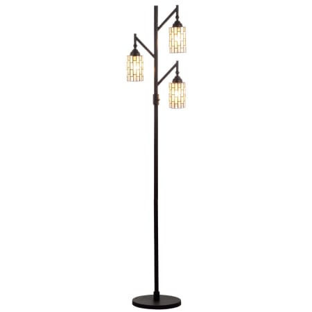 JONATHAN Y Lighting Lewis 3 Light 71" Tall LED Tiffany and Tree Floor Lamp with Stained Glass Bronze