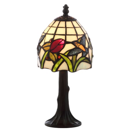 JONATHAN Y Lighting Hummingbird Single Light 12" Tall LED Tiffany Table Lamp with Stained Glass Bronze