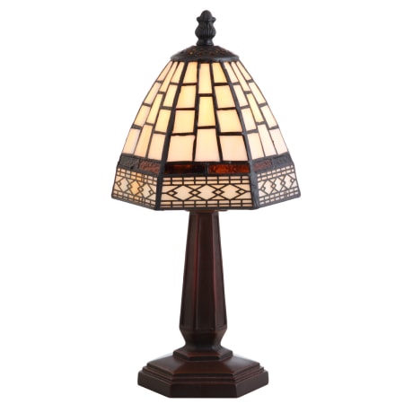 JONATHAN Y Lighting Carter Single Light 12" Tall LED Tiffany Table Lamp with Stained Glass Bronze