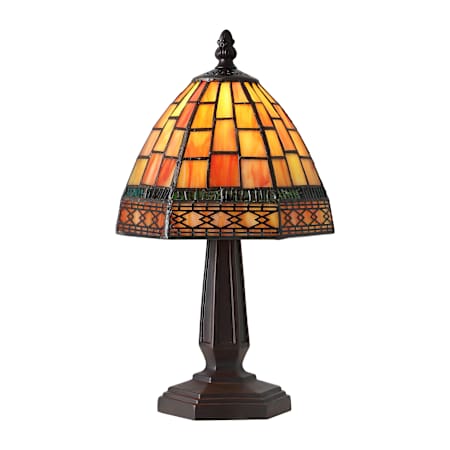 JONATHAN Y Lighting Carter 12" Tall LED Tiffany Table Lamp Red / Yellow