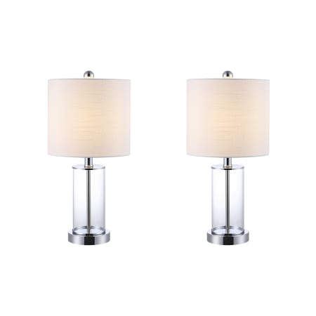 JONATHAN Y Lighting Abner 21" Tall LED Table Lamp With USB Charging Port - Set of 2 Chrome / Clear