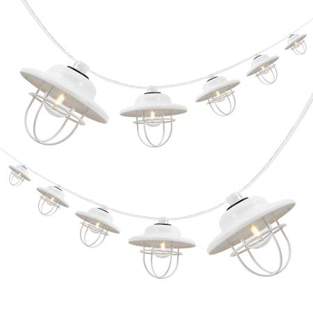 JONATHAN Y Lighting StringLight 10' 10 Light Clear LED String Lights with 4-1/4" Wide Shade White