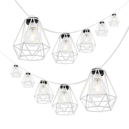 JONATHAN Y Lighting StringLight 10' 10 Light Clear LED String Lights with 3-1/4" Wide Shade White
