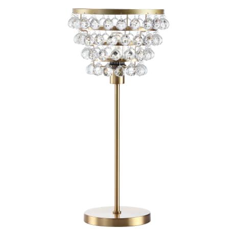 JONATHAN Y Lighting Buckingham Single Light 25" Tall Torchiere Table Lamp Brass Gold / Clear
