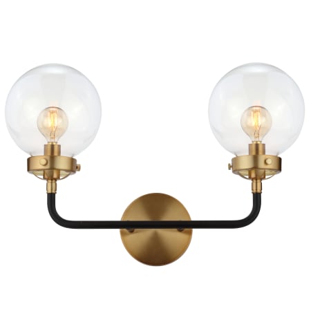 JONATHAN Y Lighting Caleb 2 Light 12" Tall Wall Sconce Black / Brass