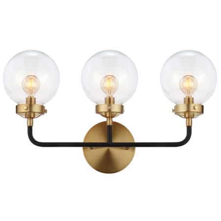 JONATHAN Y Lighting Caleb 3 Light 12" Tall Wall Sconce Black / Brass