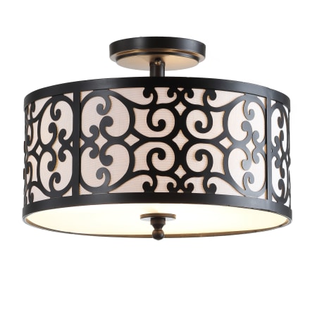JONATHAN Y Lighting Katherine 3 Light 15" Wide LED Semi-Flush Drum Ceiling Fixture Oil Rubbed Bronze