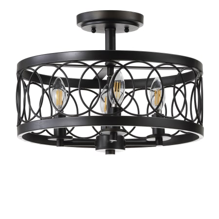 JONATHAN Y Lighting Sylvain 4 Light 16" Wide LED Semi-flush Drum Ceiling Fixture Oil Rubbed Bronze