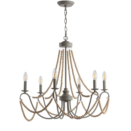 JONATHAN Y Lighting Rustica 6 Light 27" Wide LED Chandelier Grey / Natural