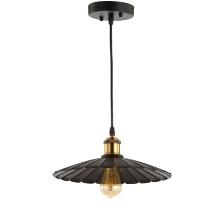 JONATHAN Y Lighting Single Light 12" Wide LED Pendant Brass Gold / Black