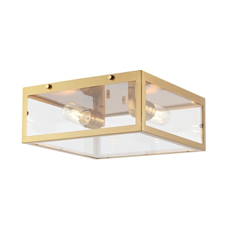 JONATHAN Y Lighting Grayson 2 Light 12" Wide LED Flush Mount Ceiling Fixture Brass Gold