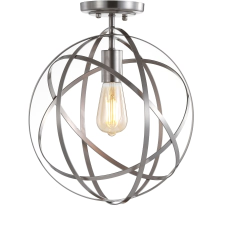 JONATHAN Y Lighting Alma 13" Wide LED Semi-Flush Ceiling Fixture Nickel