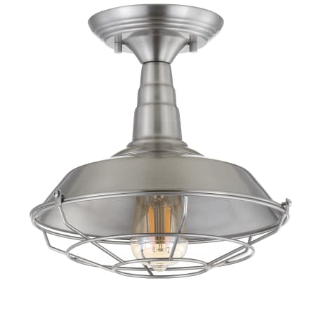 JONATHAN Y Lighting Gabe 10" Wide LED Semi-Flush Ceiling Fixture Brushed Nickel