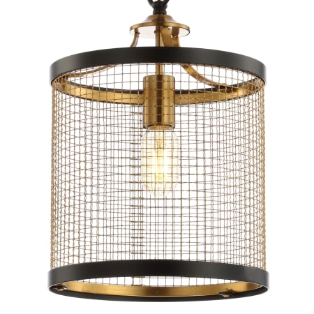 JONATHAN Y Lighting Elena 10" Wide LED Cage Pendant Black / Brass Gold
